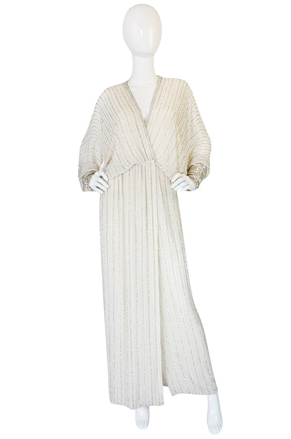 Incredible 1970s Bob Mackie Heavily Beaded Silk Dress