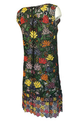 1960s Unlabeled Hand Made & Beaded and Sequin Netted Cord Dress