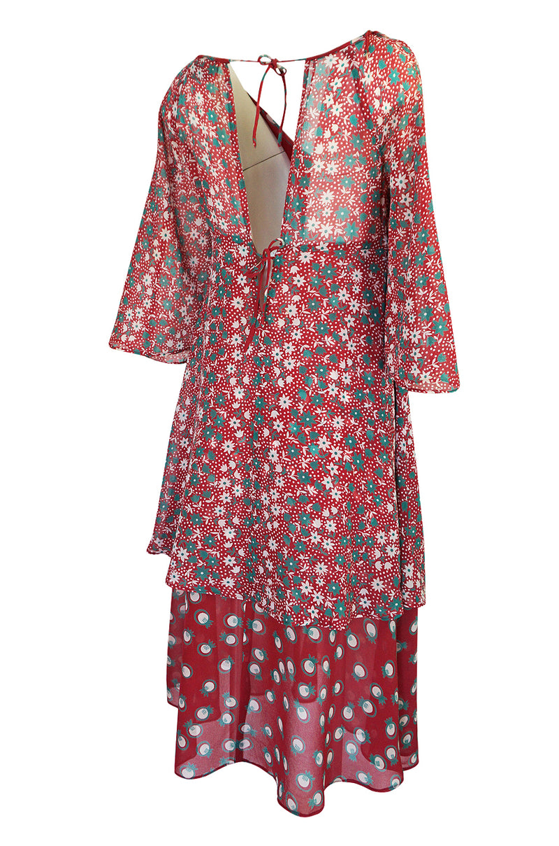 c.1969 Ossie Clark Dress w Iconic Celia Birtwell 'Pineapple' Print