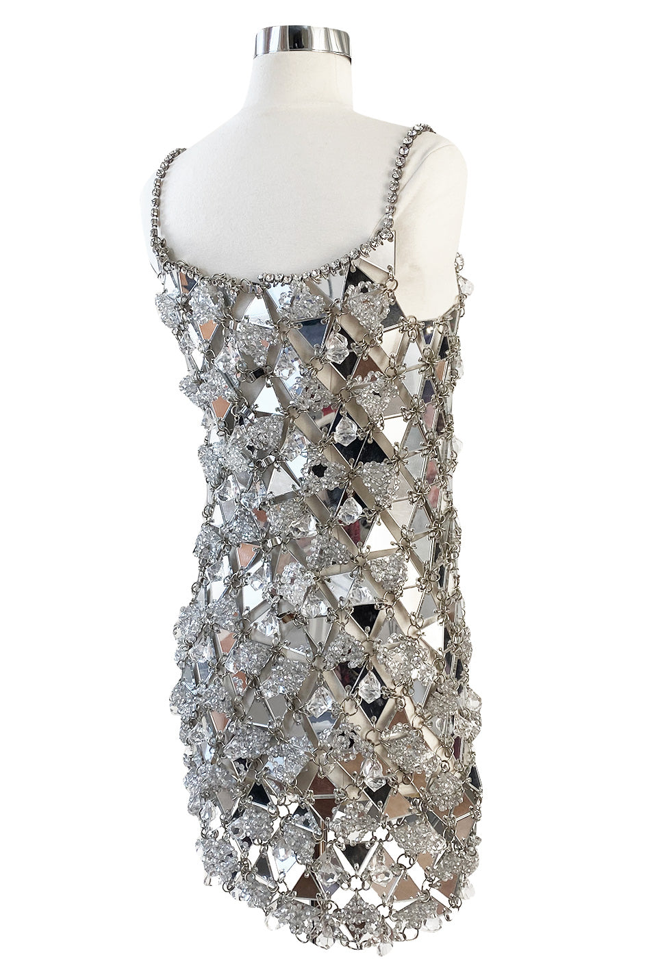 Collier Ras Du Cou Coeur Strass - Style Paco Rabanne, Argenté, Verre, Neuf Sans Emballage