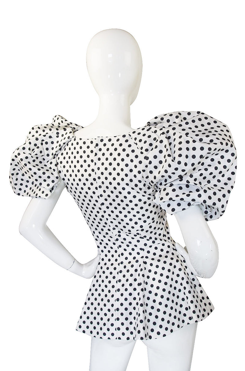 1980s Dramatic Vicky Tiel Couture Dot Top
