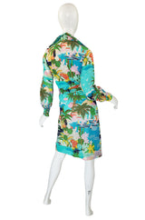 1970s Printed Blue Lanvin Seaside Dress