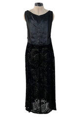 Stunning 1930s Part Transparent Art Deco Pattern Cut Velvet Dress & Matching Jacket