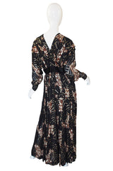 1970s Silk & Gold Thread Galanos Gown