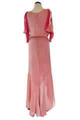 Phenomenal Spring 2001 Chanel by Karl Lagerfeld Dusty Pinks Silk Chiffon Runway Dress