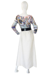 1970s Jean Varon Print Dress & Patent Belt