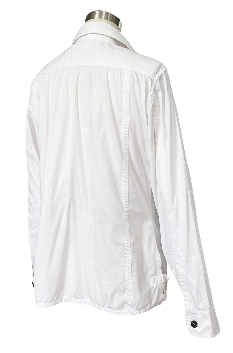 Early 2000s Tom Ford for Yves Saint Laurent Front Lace White Safari Shirt