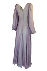 1970s Stavropoulos Couture Layered Bias Cut Silk Chiiffon Dress