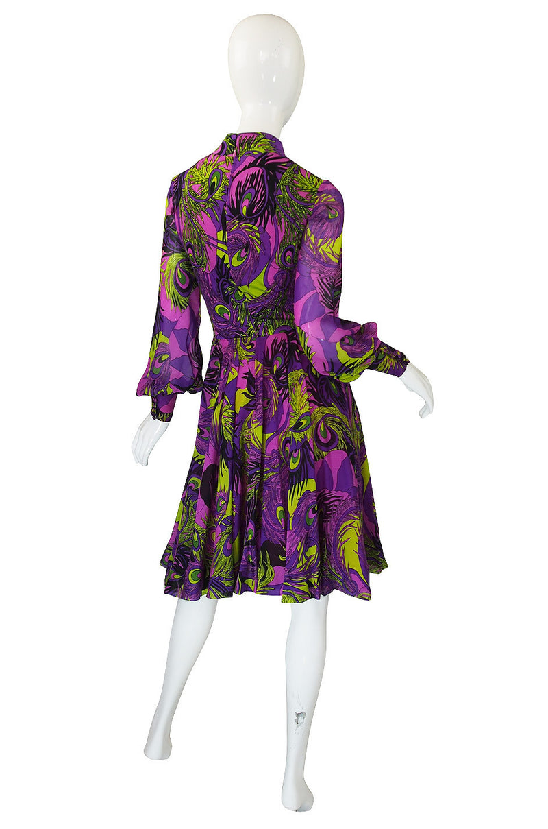 1970s Purple Silk La Mendola Day Dress