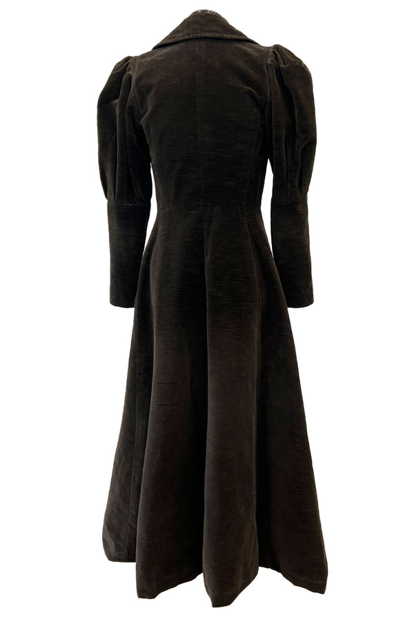 Documented Fall 1970 Yves Saint Laurent Brown Velvet Ultra Fine Corduroy Great Coat