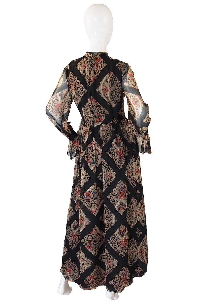 1960s Silk Chiffon Oscar de la Renta Maxi Dress