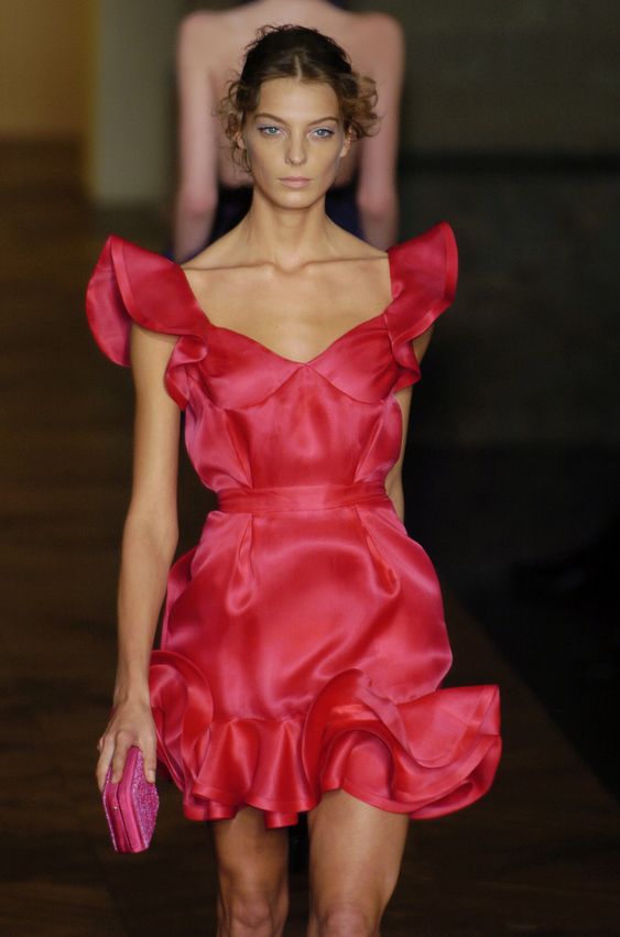 Prettiest Spring 2005 Yves Saint Laurent by Stefano Pilati Look 36 Pink Silk Organza Dress