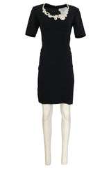 1990s Christian Dior Cord Detailed Black Dress w Numbered Label