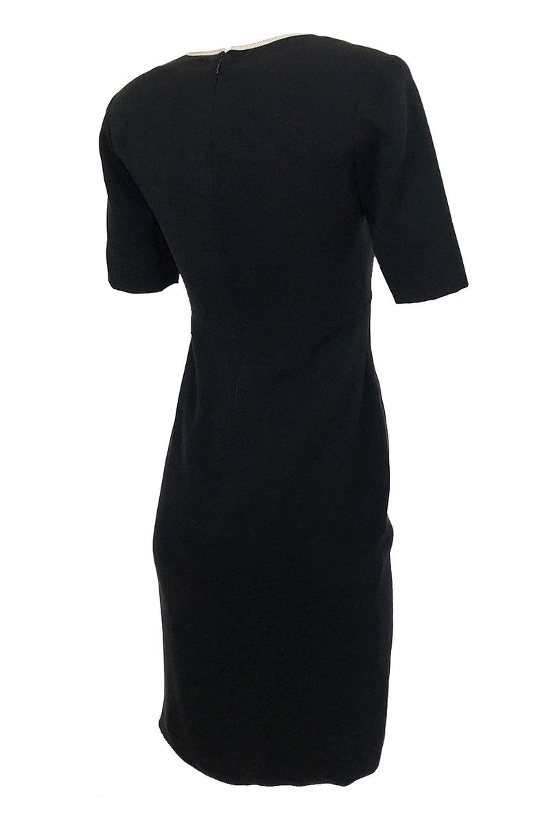1990s Christian Dior Cord Detailed Black Dress w Numbered Label