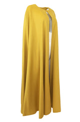Late 1970s Yves Saint Laurent Deep Yellow Full Length Wool Cape