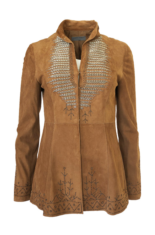 1990s Alberto Ferretti Butter Soft Detailed & Beaded Suede Jacket