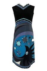 1960s Emilio Pucci Blue & Purple Beautiful Sun Print Velvet Dress