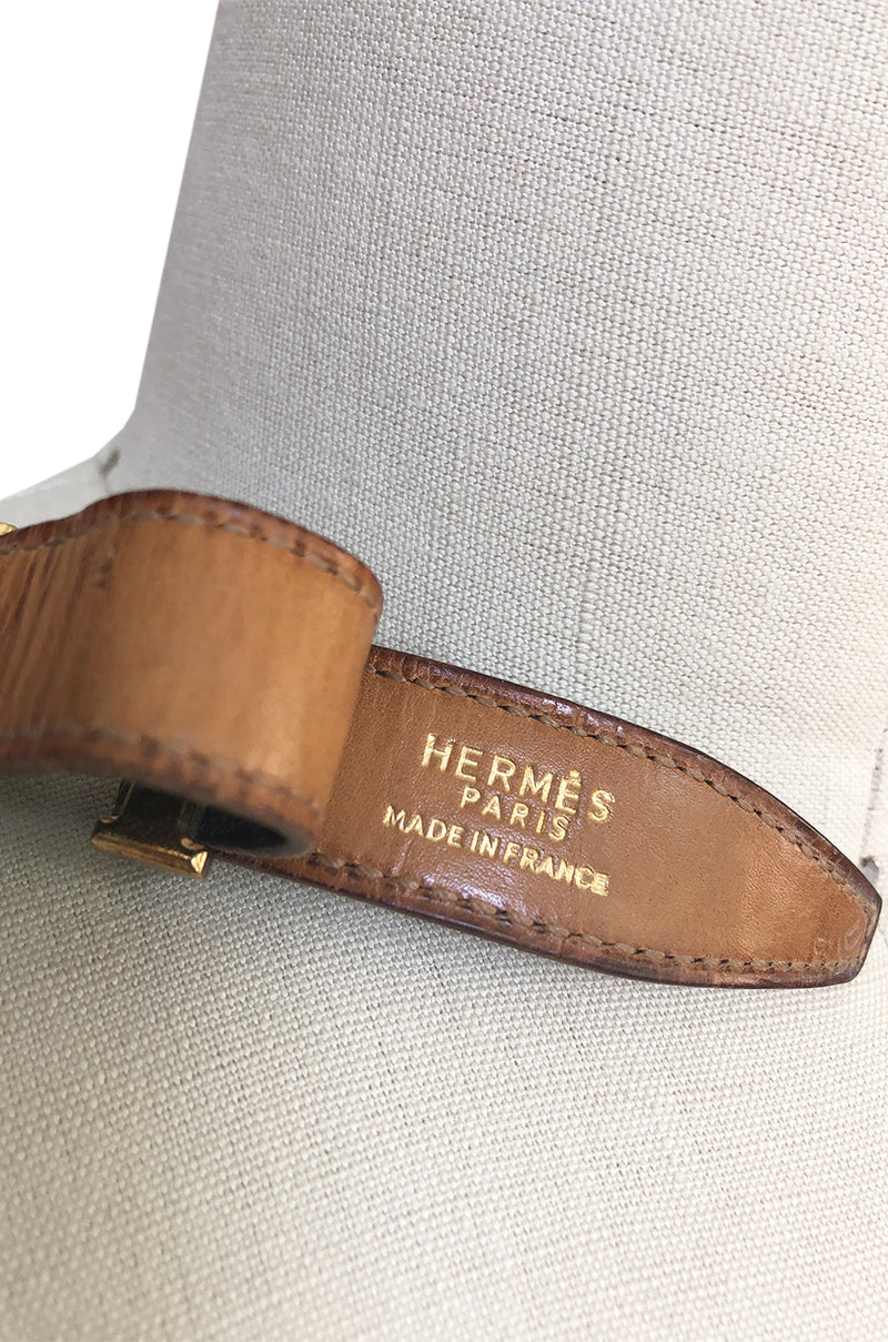 1974 Hermes Authentic Brown Crocodile and Gold H Belt