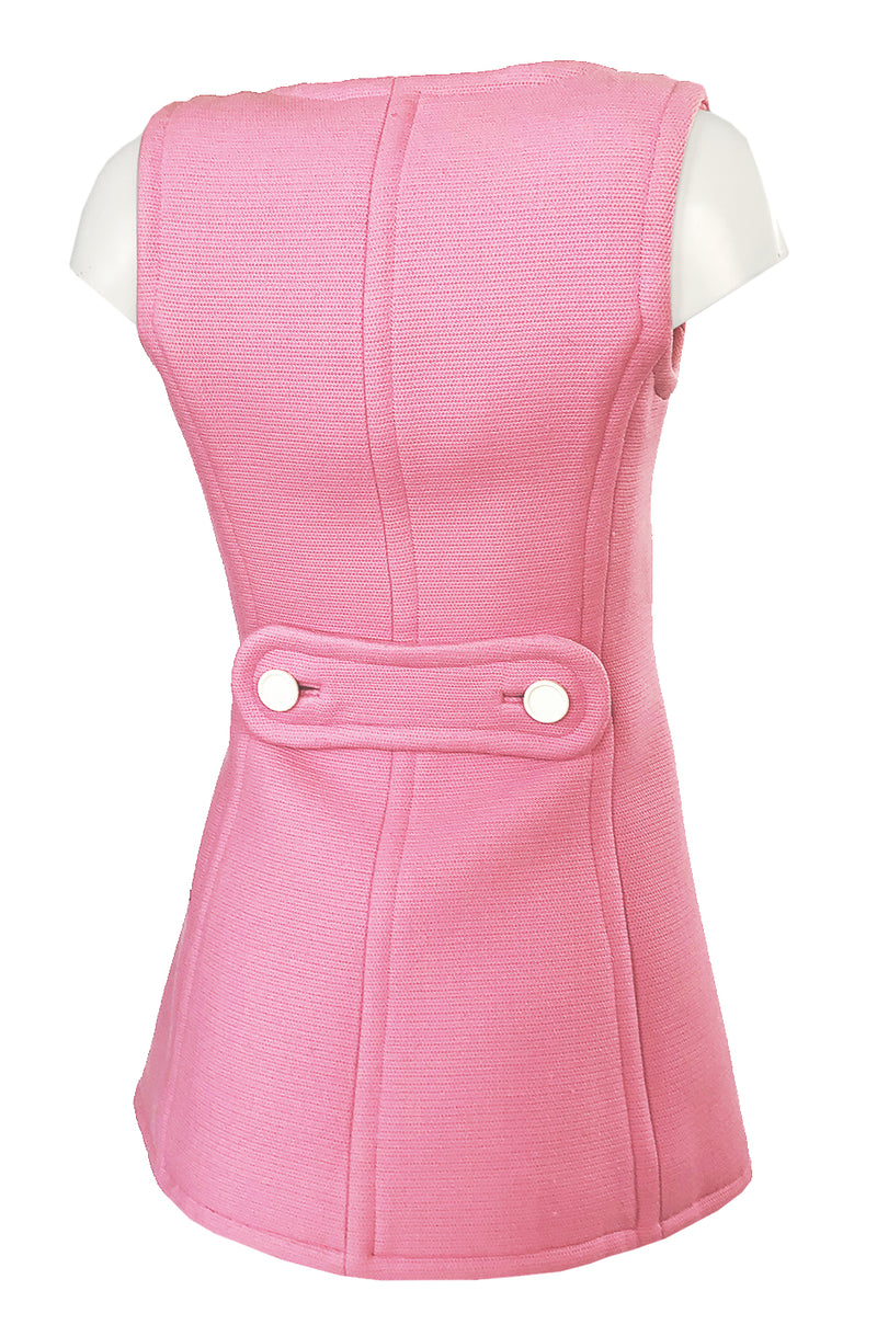 Fall 1969 Andre Courreges Haute Couture Pink Micro Mini Dress or Tunic