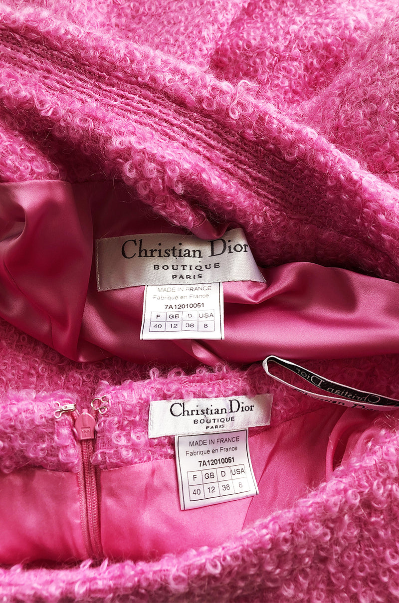 Fall 1998 Christian Dior Vibrant Pink Mohair Skirt & Jacket