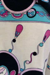 1960s Emilio Pucci Scalloped Edge Tunic & Wide Pant Printed Velvet Set