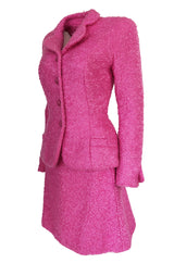 Fall 1998 Christian Dior Vibrant Pink Mohair Skirt & Jacket Suit