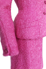 Fall 1998 Christian Dior Vibrant Pink Mohair Skirt & Jacket Suit