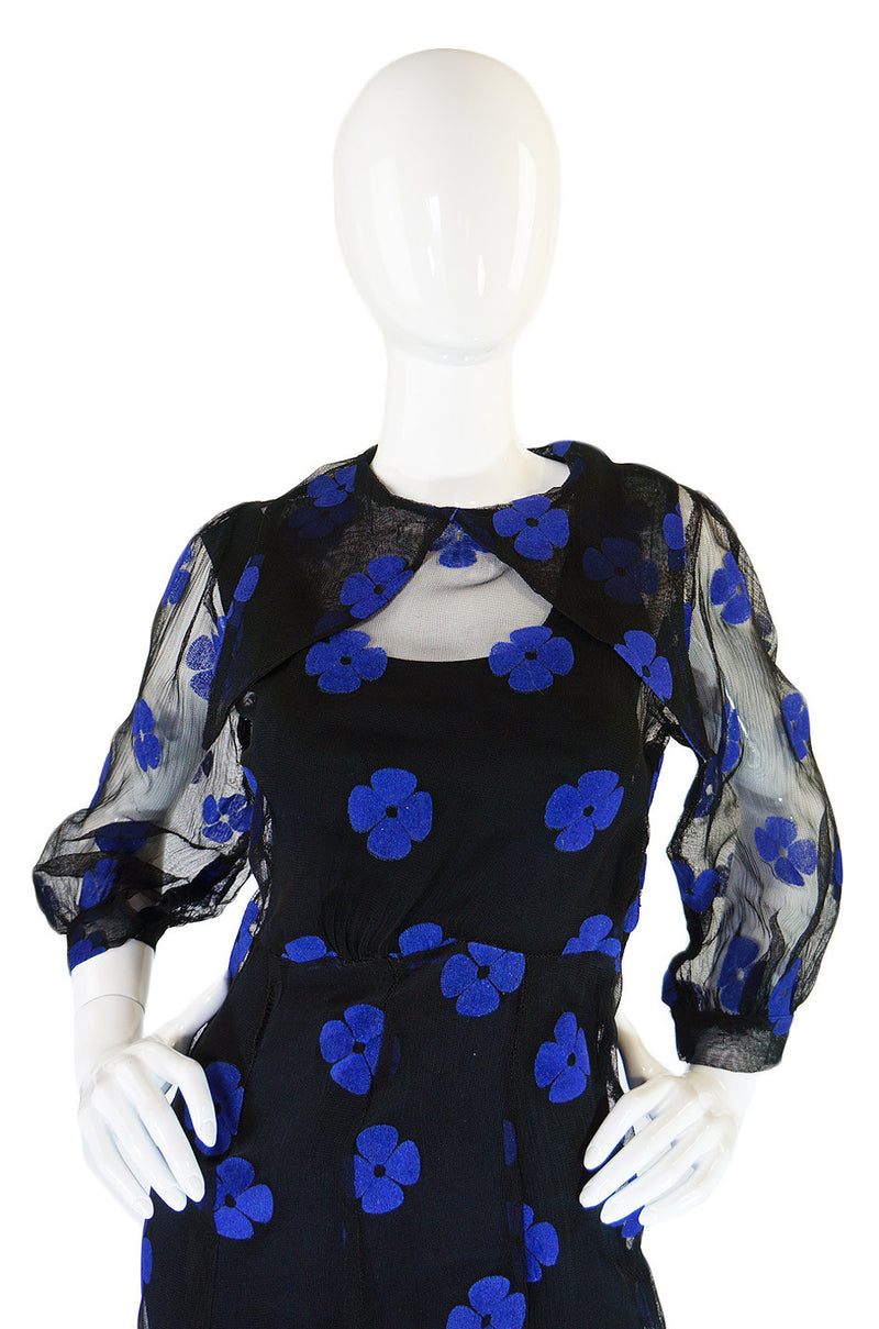 Rare 1940s Net and Felt Applique Dress