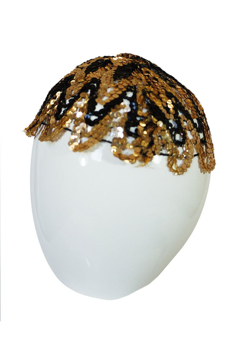 1920s Rare Gold Gelatin Sequin Cap