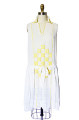 1920s French Check Cotton Batiste Dress