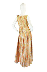 1950s Ceil Chapman Silk Brocade Gown