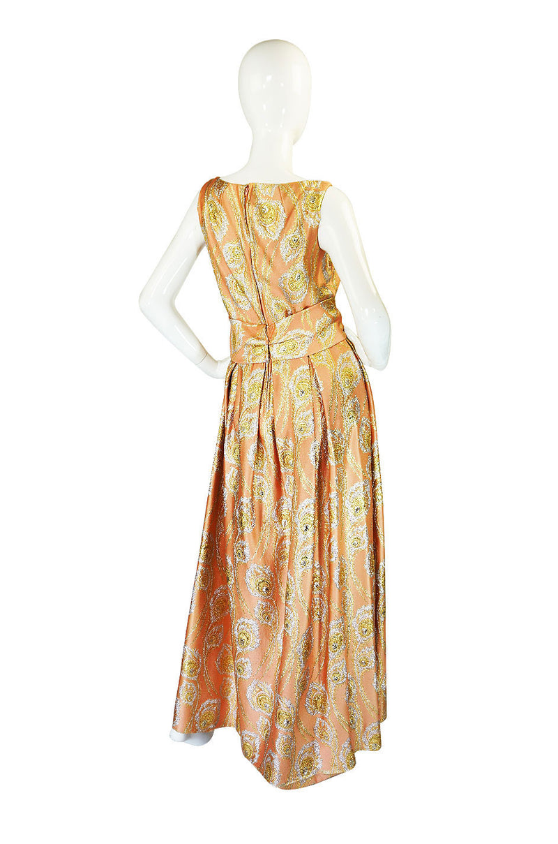 1950s Ceil Chapman Silk Brocade Gown