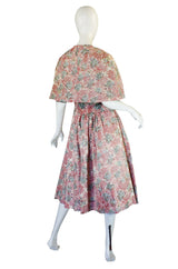 1950s Pink Print Day Dress with Cape