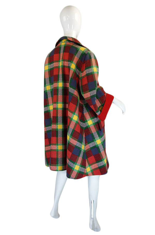 1970s Valentino Plaid Swing Coat