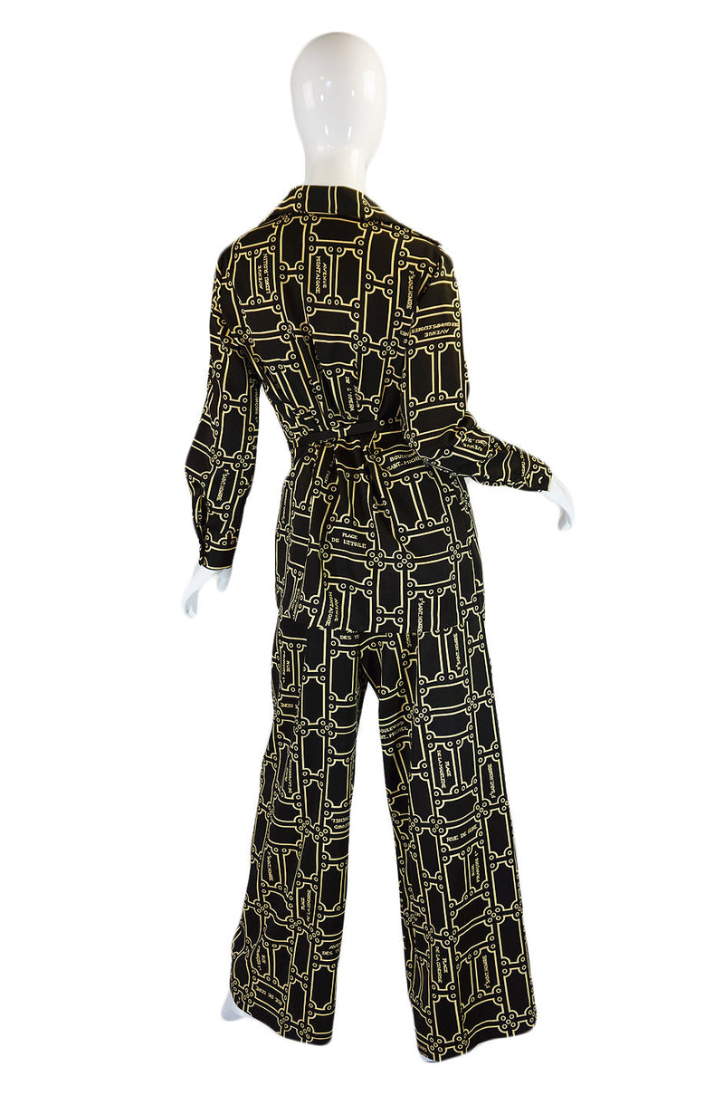 1970s Lanvin Logo Printed Jersey Three Piece Pant Set