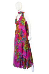 1970s Pink Chiffon Frank Usher Dress