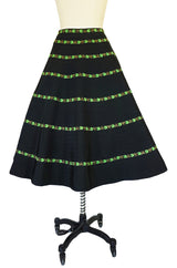 1950s Black & Green Ribbon Circle Skirt