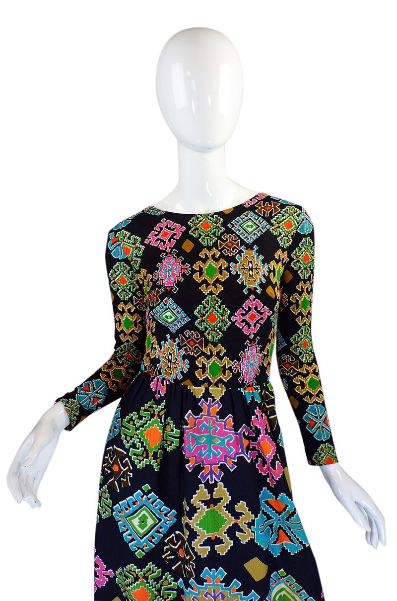 1971 Rare Lanvin Multi Color Maxi Dress