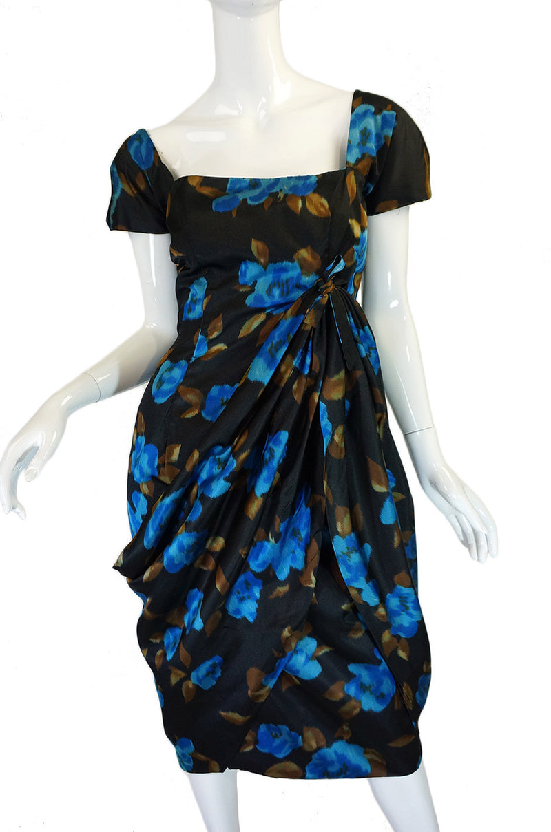 1950s Maurice Original Draped Silk Dress
