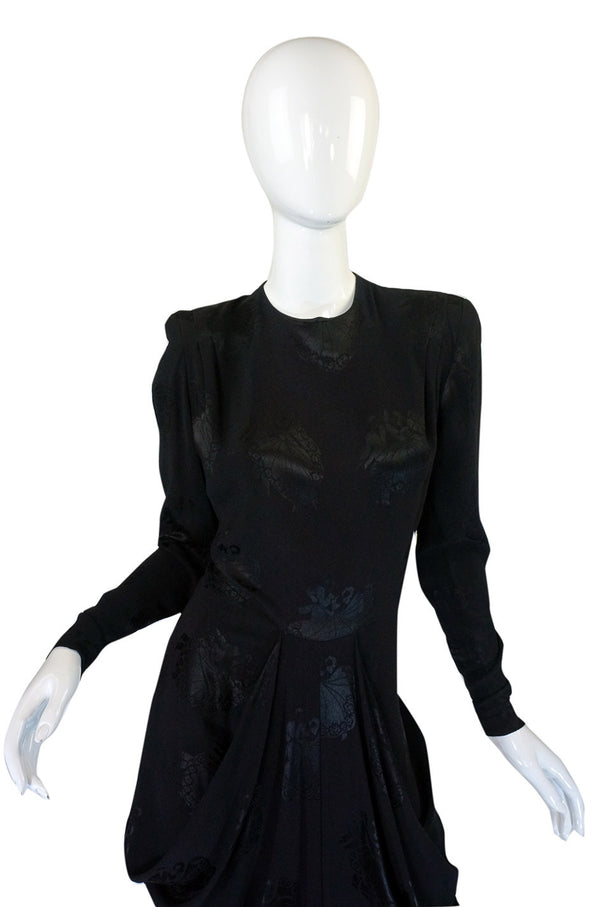 1940s Silk Draped Femme Fatale Dress
