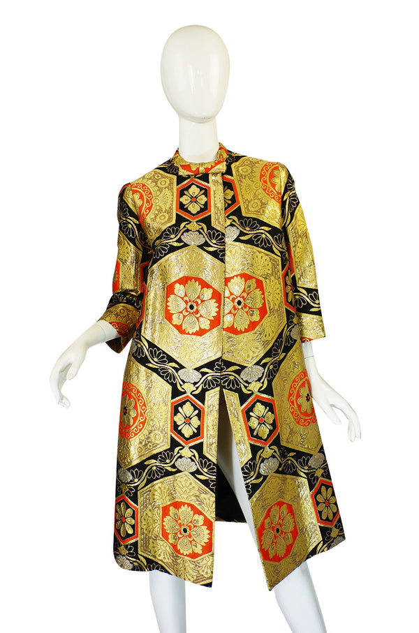 1950s Rich Metallic Silk Brocade Coat