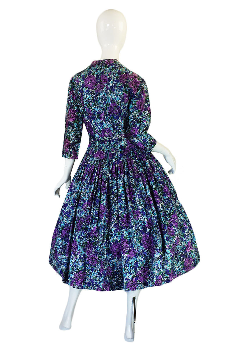 1950s Full Skirted Cotton Print Dress Shrimpton Couture 1950s Full Skirted Cotton Print Dress Shrimpton Couture