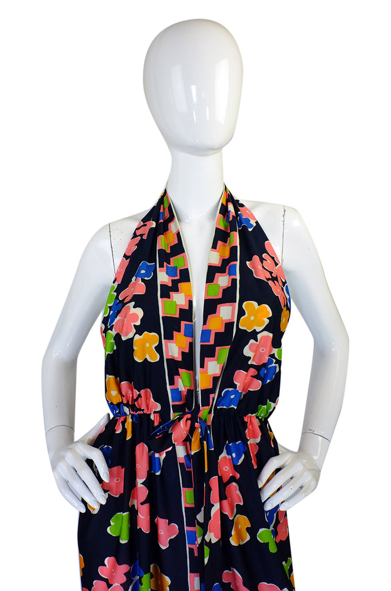 1970s Oscar De La Renta Plunging Halter