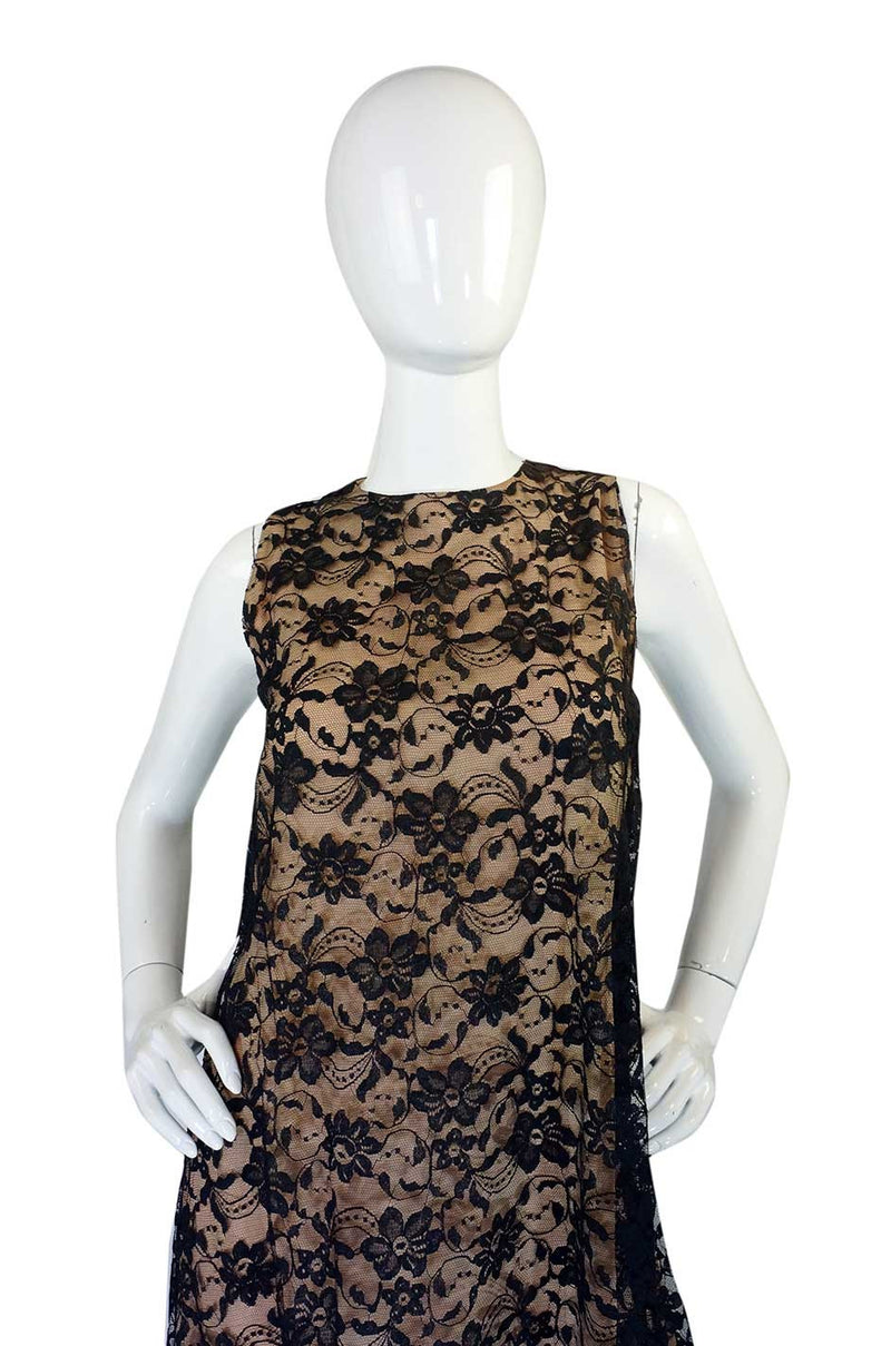 1960s Lanz Lace & Back Bow Maxi Dress