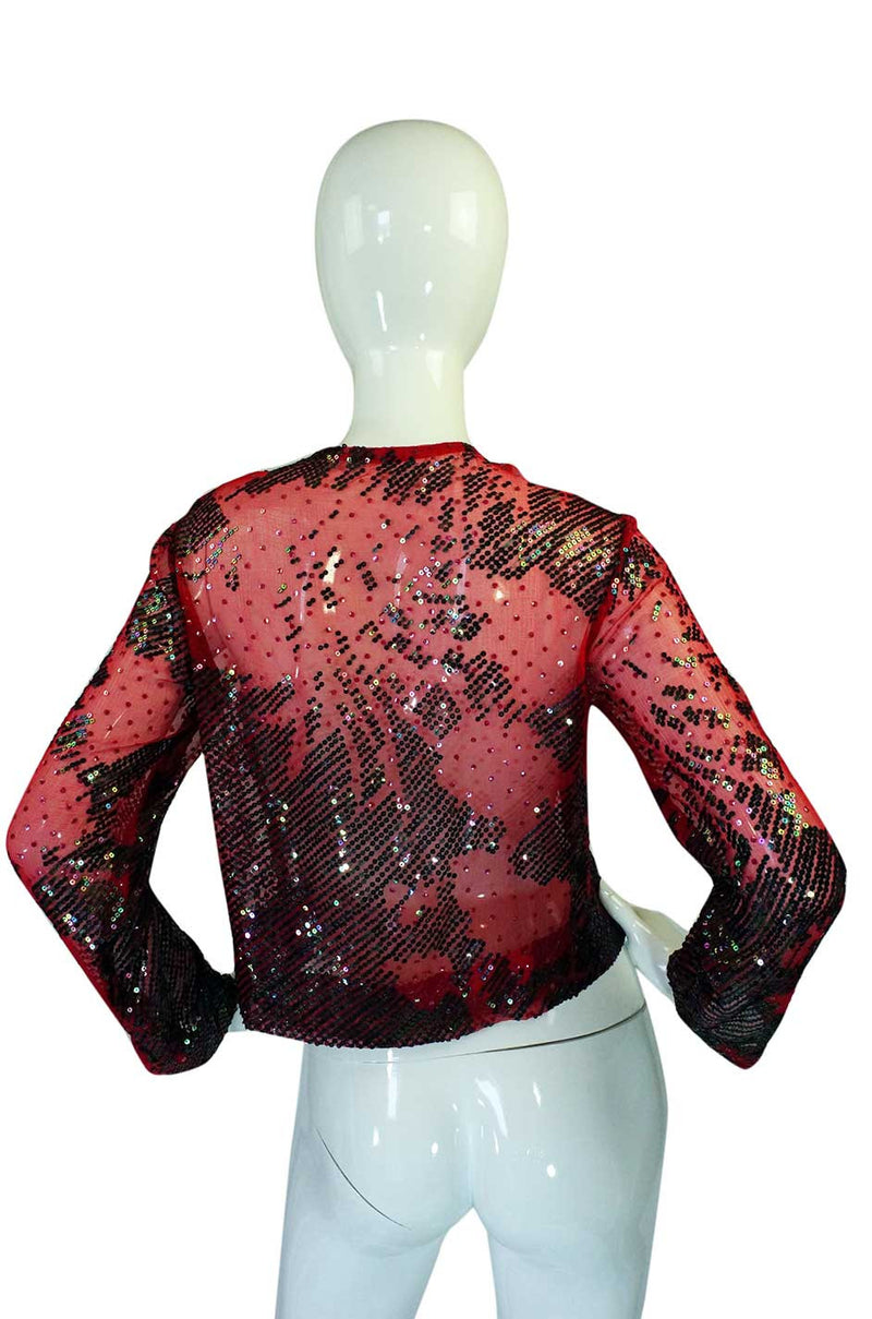 1920s Fine Sequin Silk Chiffon Top