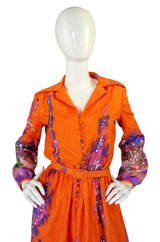 1960s Teal Traina Silk Twill Maxi Dress