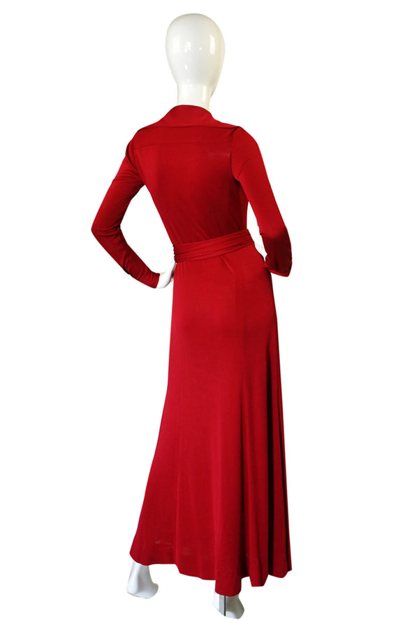 1972 Custom Red Jersey Halston Dress