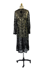 Edwardian Embroidered Black Net Coat