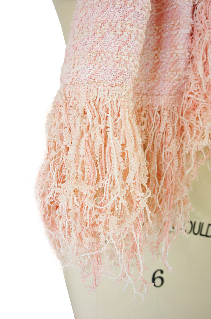Recent Chanel Pink Boucle Fringe Scarf