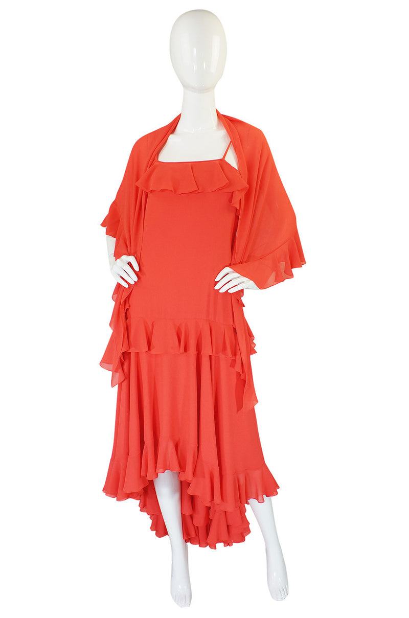 1970s Adele Simpson Ruffled Dress